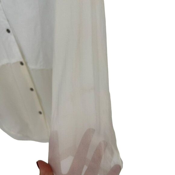 Helmut Lang Element Sheer Hem Shirt Cotton Silk White Ivory Women Small - Picture 7 of 13